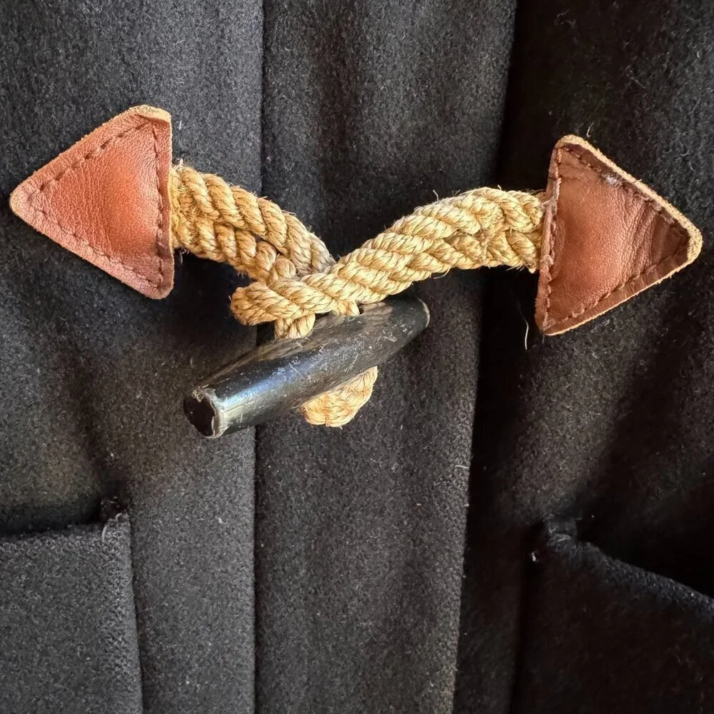 J.Crew Black Hooded Toggle Wool Coat Size 2 Fall Outfit Cozy Whimsigoth Layer - Picture 11 of 13